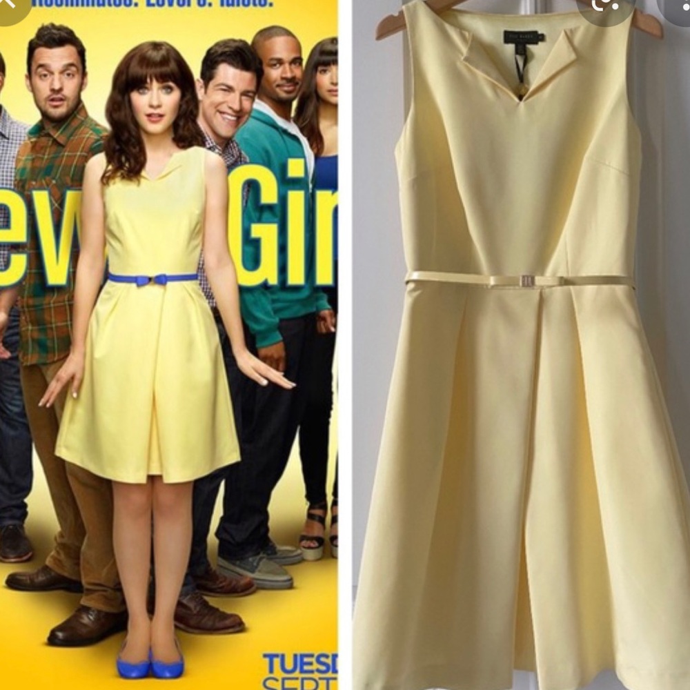 Ted Baker Pale Yellow Sleeveless Fit-and-Flare Mini Dress